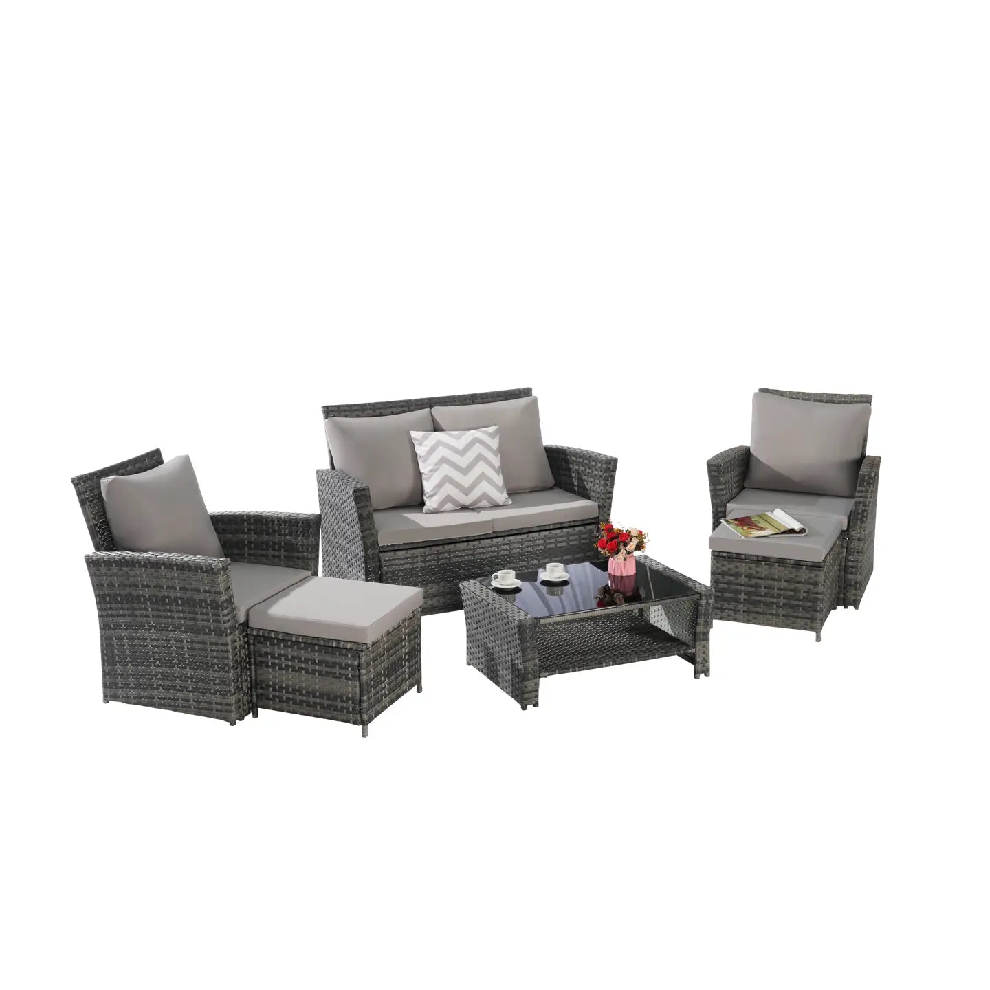 CATALINA OUTDOOR LOUNGE SET - GRAY / GRAY