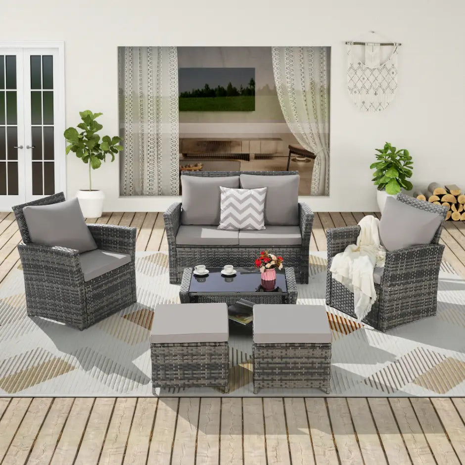 CATALINA OUTDOOR LOUNGE SET - GRAY / GRAY