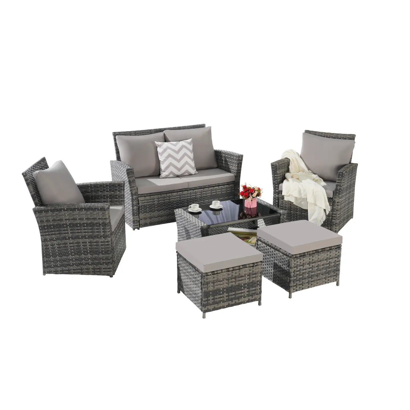 CATALINA OUTDOOR LOUNGE SET - GRAY / GRAY