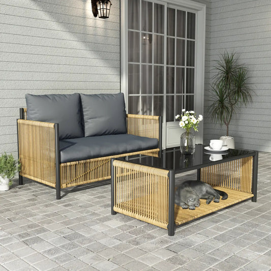 SERONA OUTDOOR LOUNGE SOFA + COFFEE TABLE