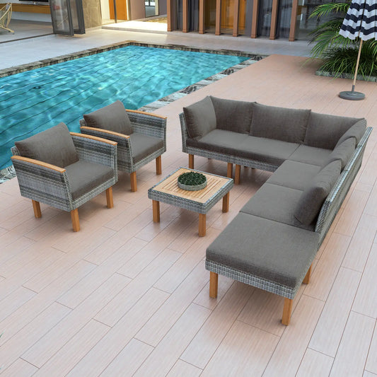CAMARI OUTDOOR SECTIONAL SET - NATURAL / GRAY