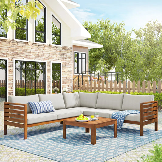 AVENELLE OUTDOOR SECTIONAL SET - NATURAL / BEIGE