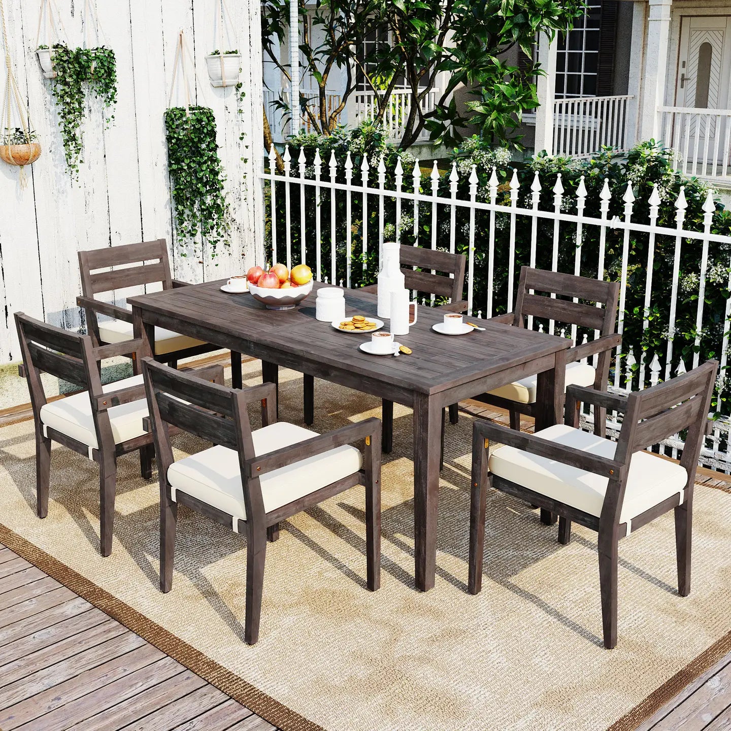 ISALYN 7-PIECE OUTDOOR DINING SET - GRAY