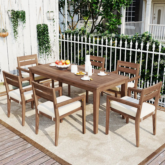 ISALYN 7-PIECE OUTDOOR DINING SET - BROWN