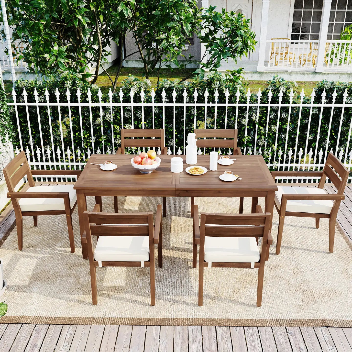 ISALYN 7-PIECE OUTDOOR DINING SET - BROWN