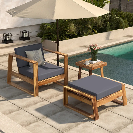 AVA 3-PIECE OUTDOOR LOUNGE SET 
 - NATURAL / GRAY