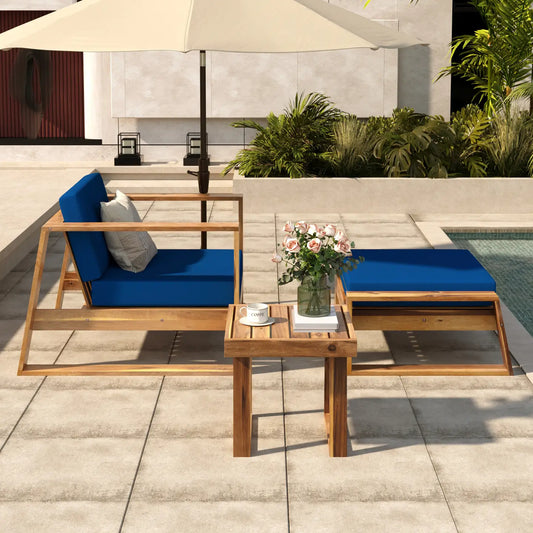 AVA 3-PIECE OUTDOOR LOUNGE SET 
 - NATURAL / BLUE