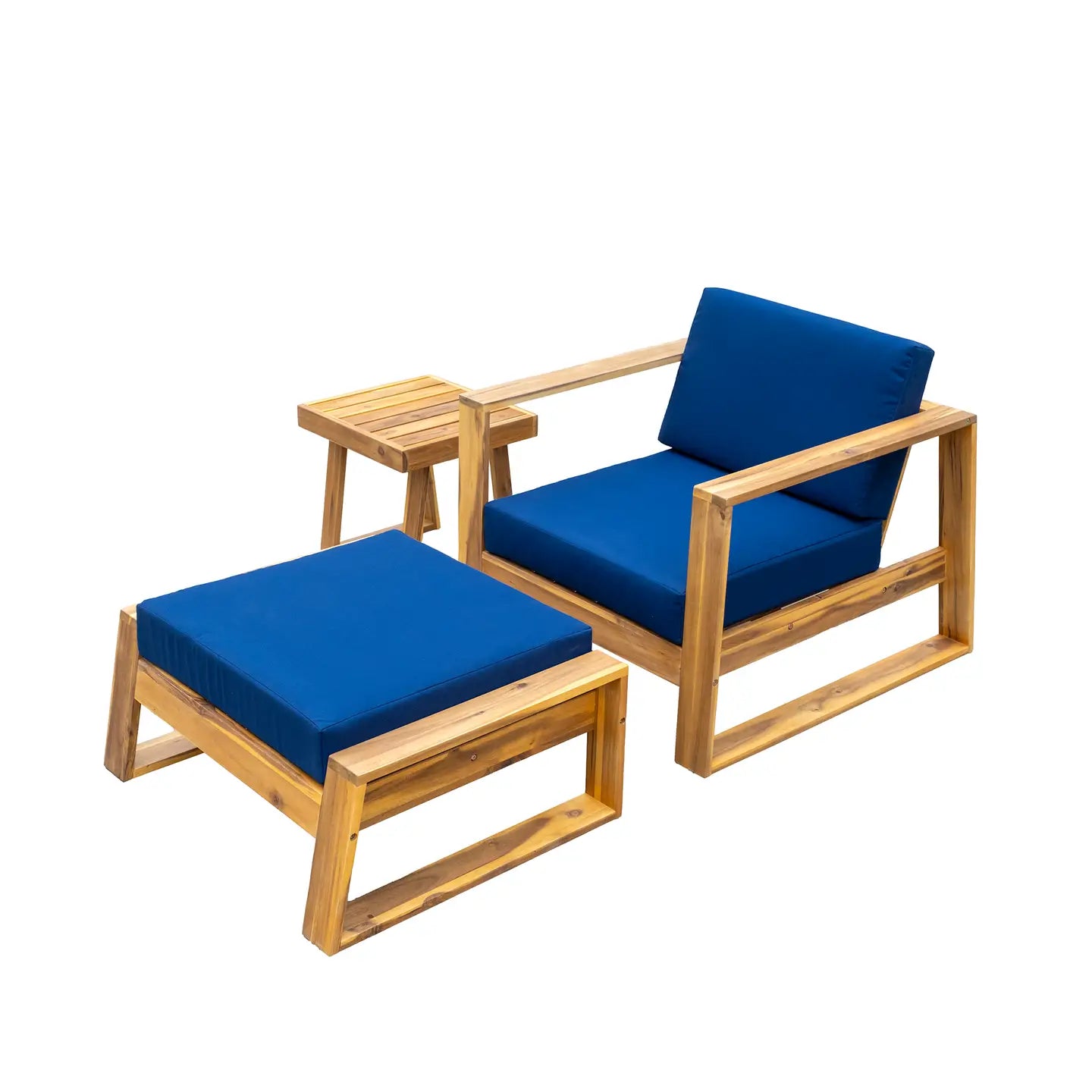 AVA 3-PIECE OUTDOOR LOUNGE SET 
 - NATURAL / BLUE