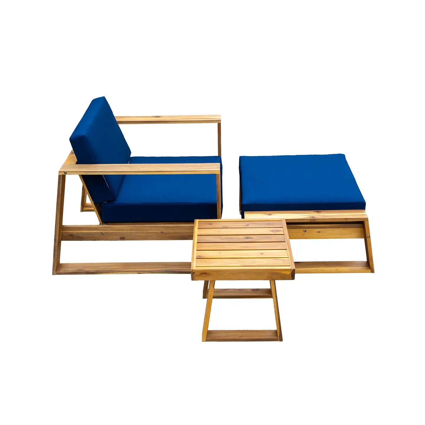 AVA 3-PIECE OUTDOOR LOUNGE SET 
 - NATURAL / BLUE