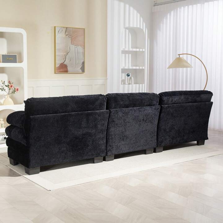 LEONA 104" SOFA w/ OTTOMAN - BLACK