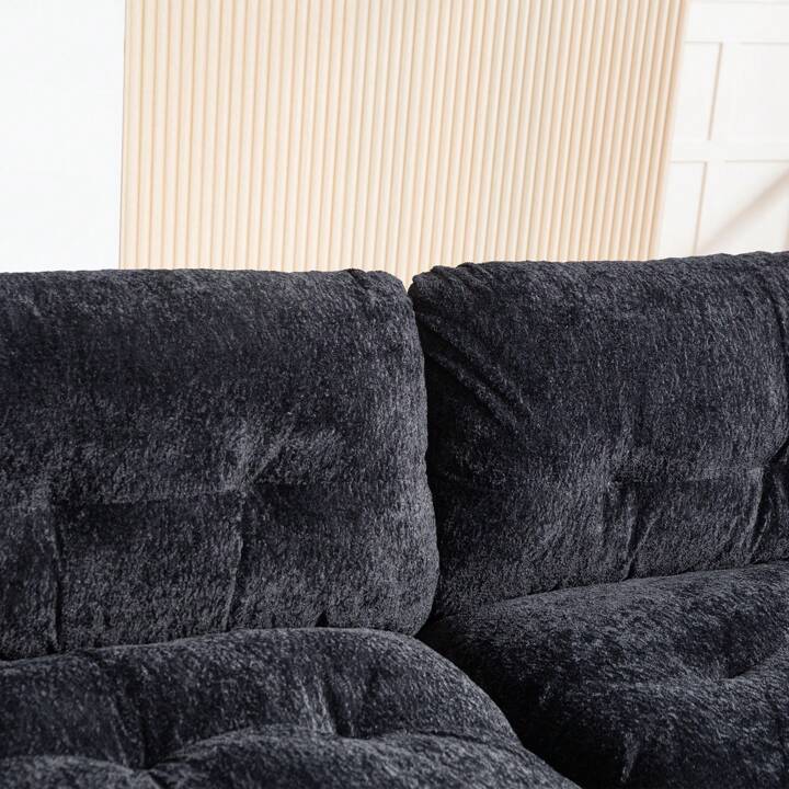 LEONA 104" SOFA w/ OTTOMAN - BLACK