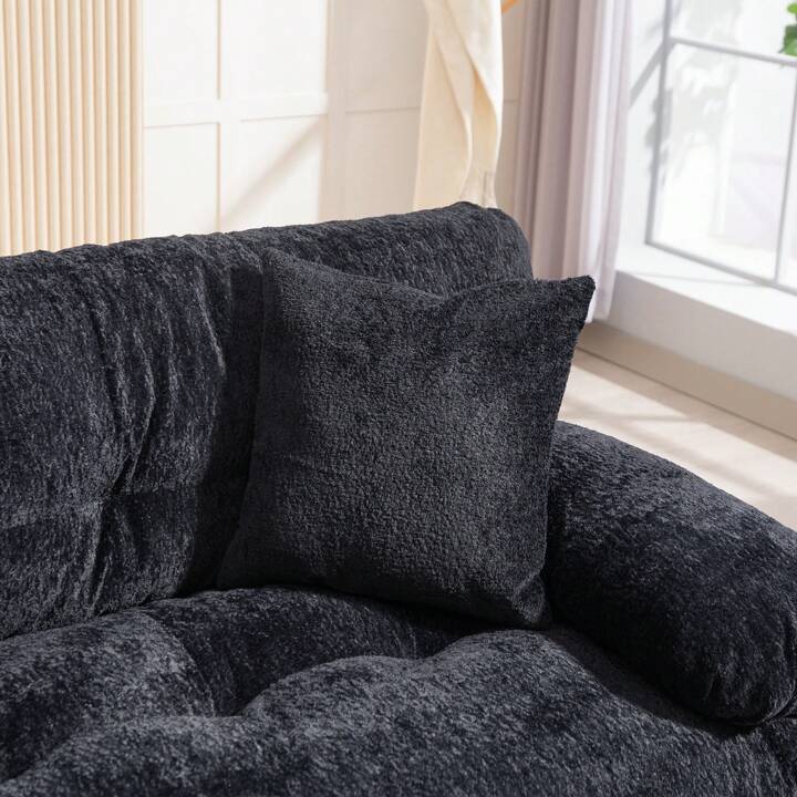 LEONA 104" SOFA w/ OTTOMAN - BLACK