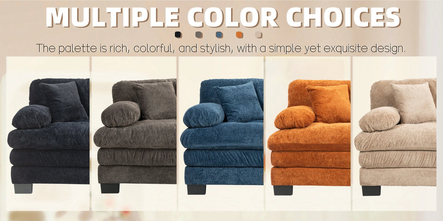 LEONA 104" SOFA w/ OTTOMAN - GRAY