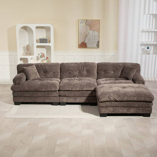 LEONA 104" SOFA w/ OTTOMAN - GRAY