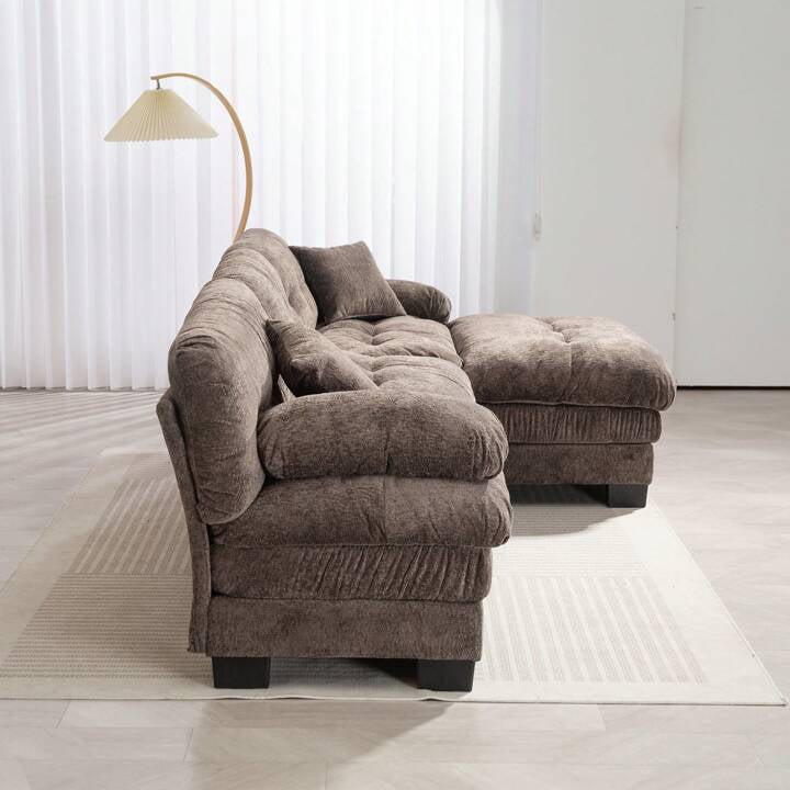 LEONA 104" SOFA w/ OTTOMAN - GRAY