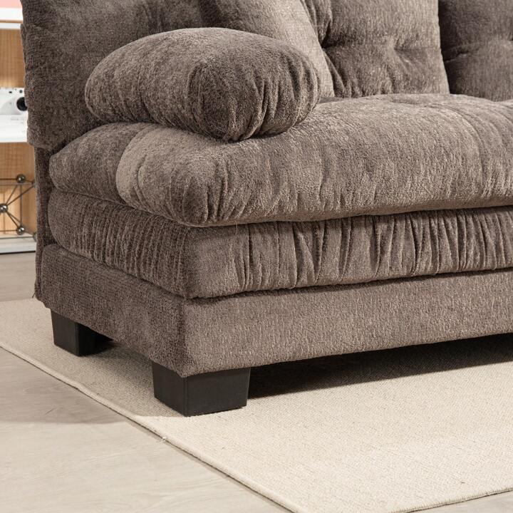 LEONA 104" SOFA w/ OTTOMAN - GRAY