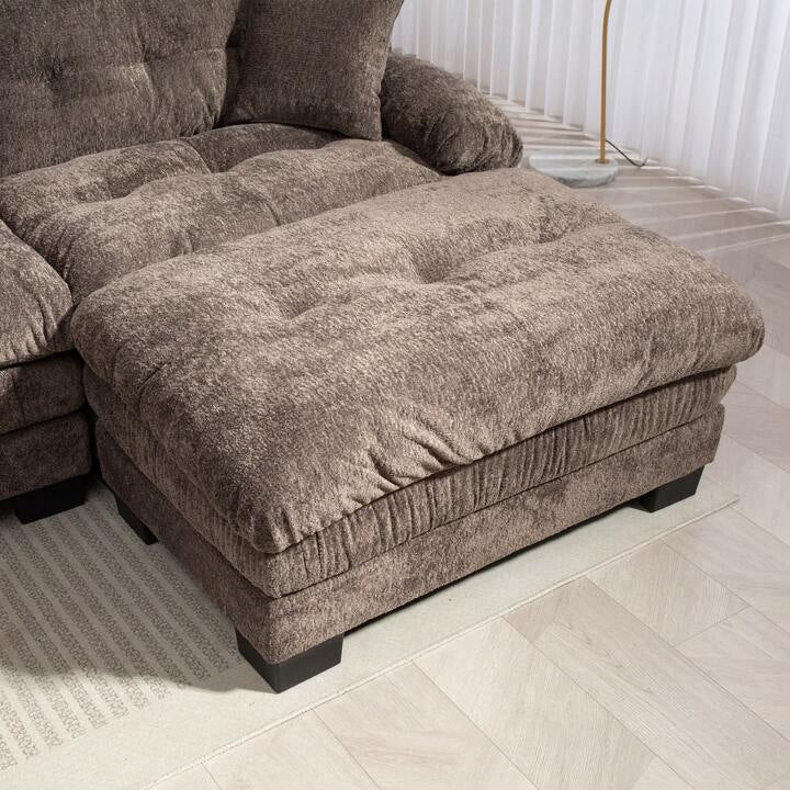 LEONA 104" SOFA w/ OTTOMAN - GRAY