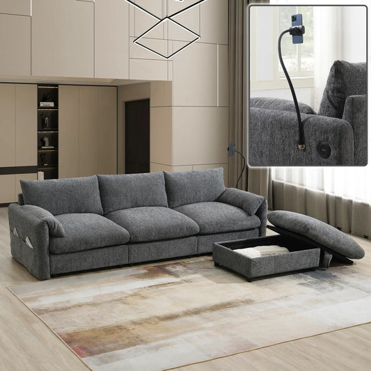 BRYN SOFA w/ OTTOMAN - GRAY
