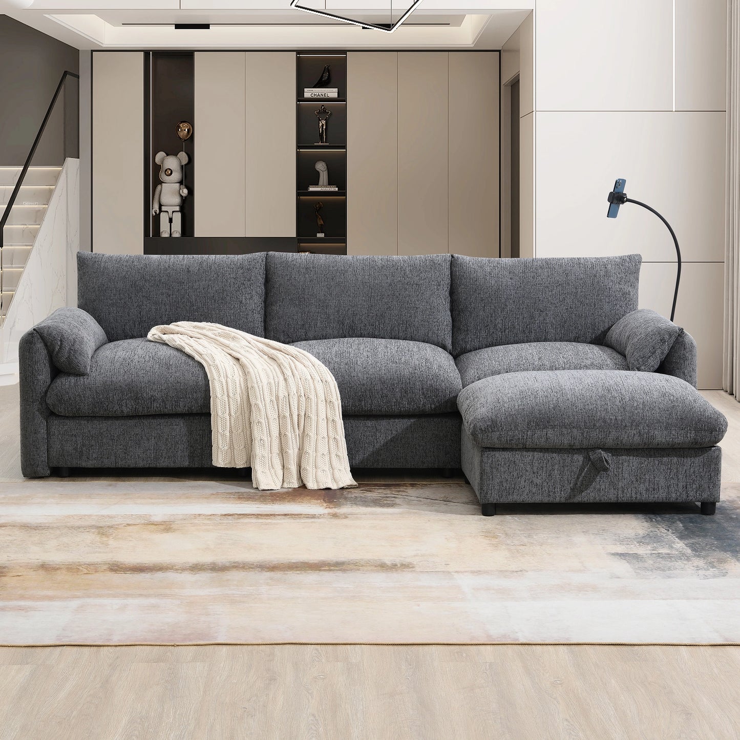 BRYN SOFA w/ OTTOMAN - GRAY
