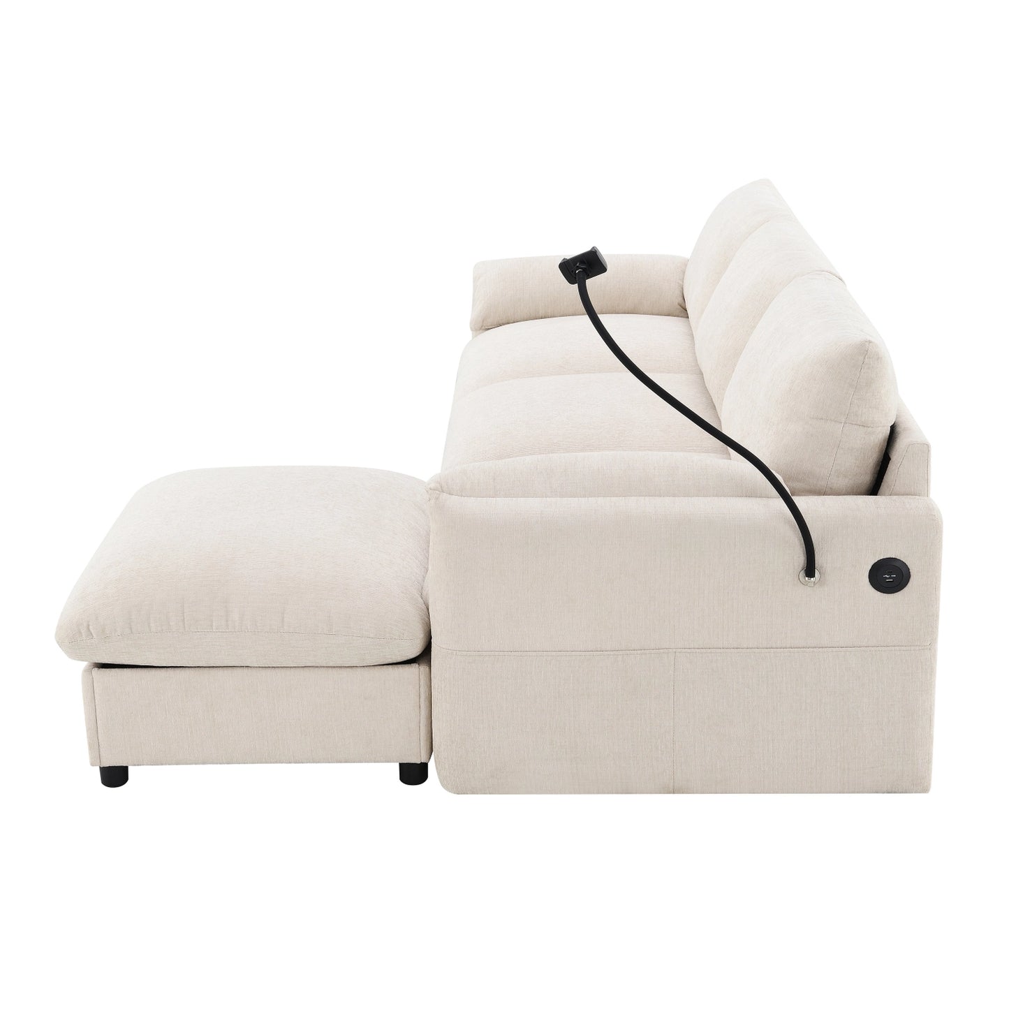 BRYN SOFA w/ OTTOMAN - BEIGE