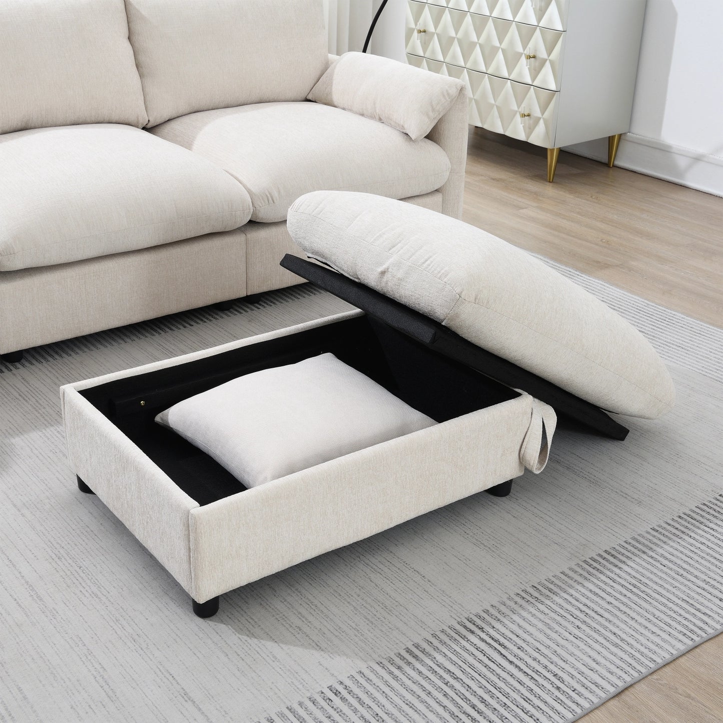 BRYN SOFA w/ OTTOMAN - BEIGE