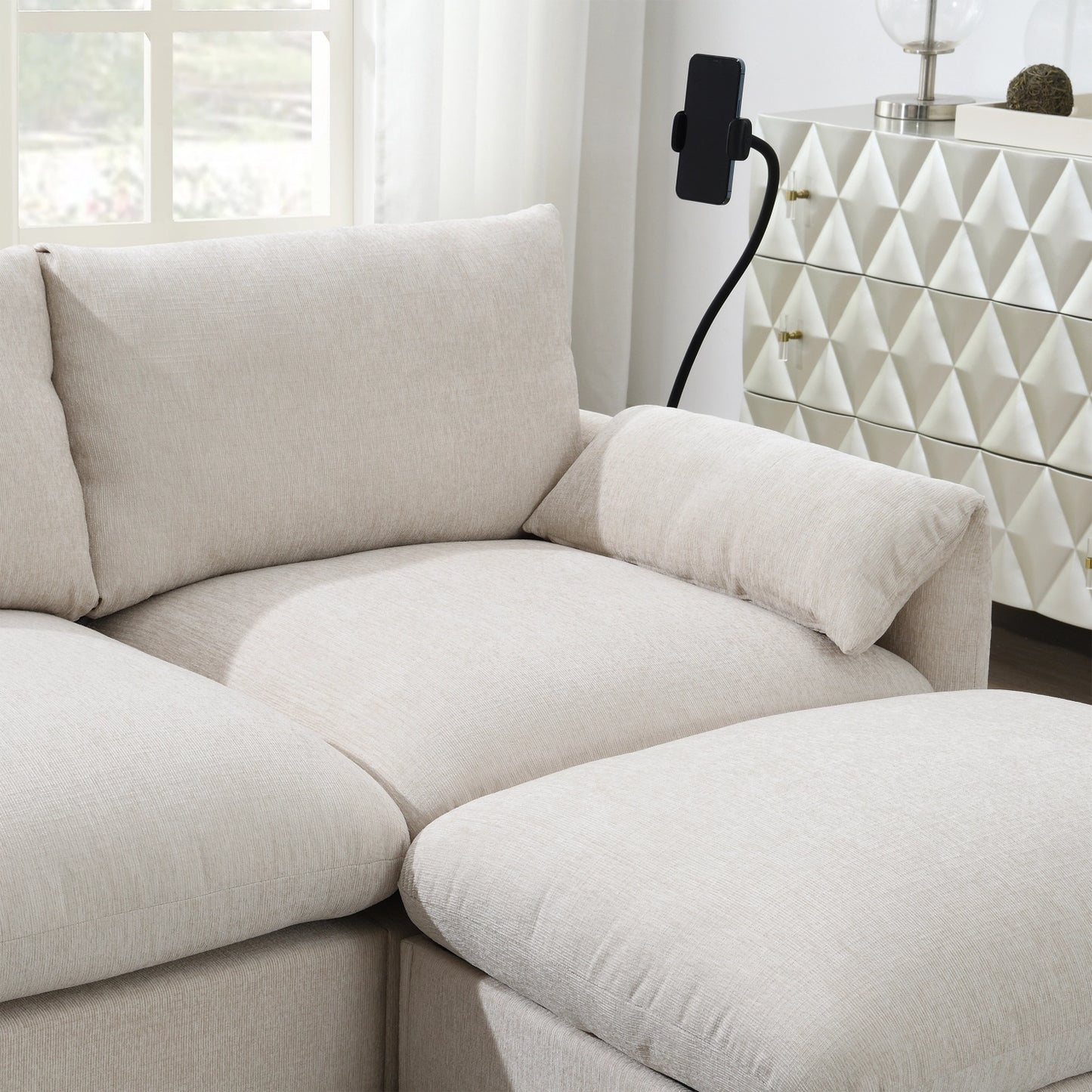 BRYN SOFA w/ OTTOMAN - BEIGE