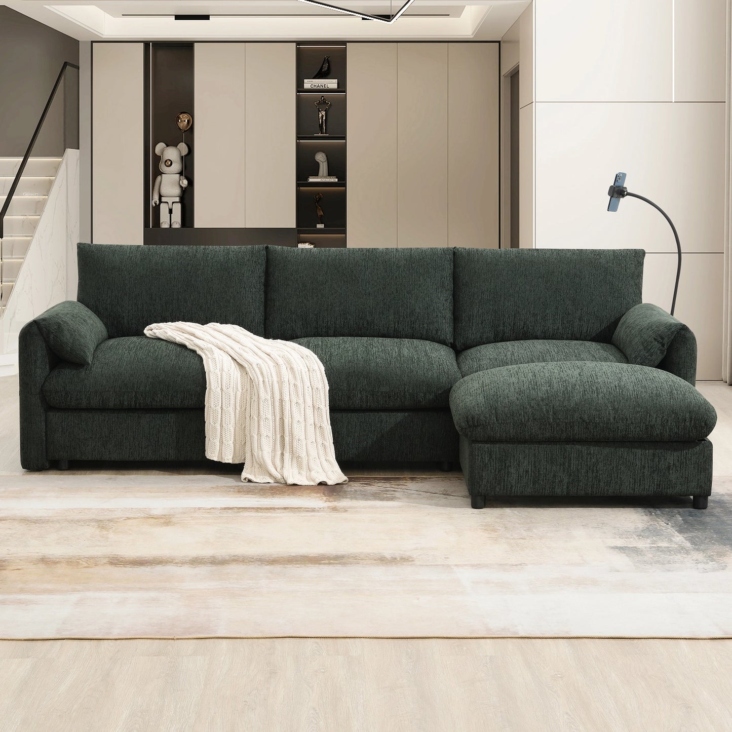 BRYN SOFA w/ OTTOMAN - GREEN