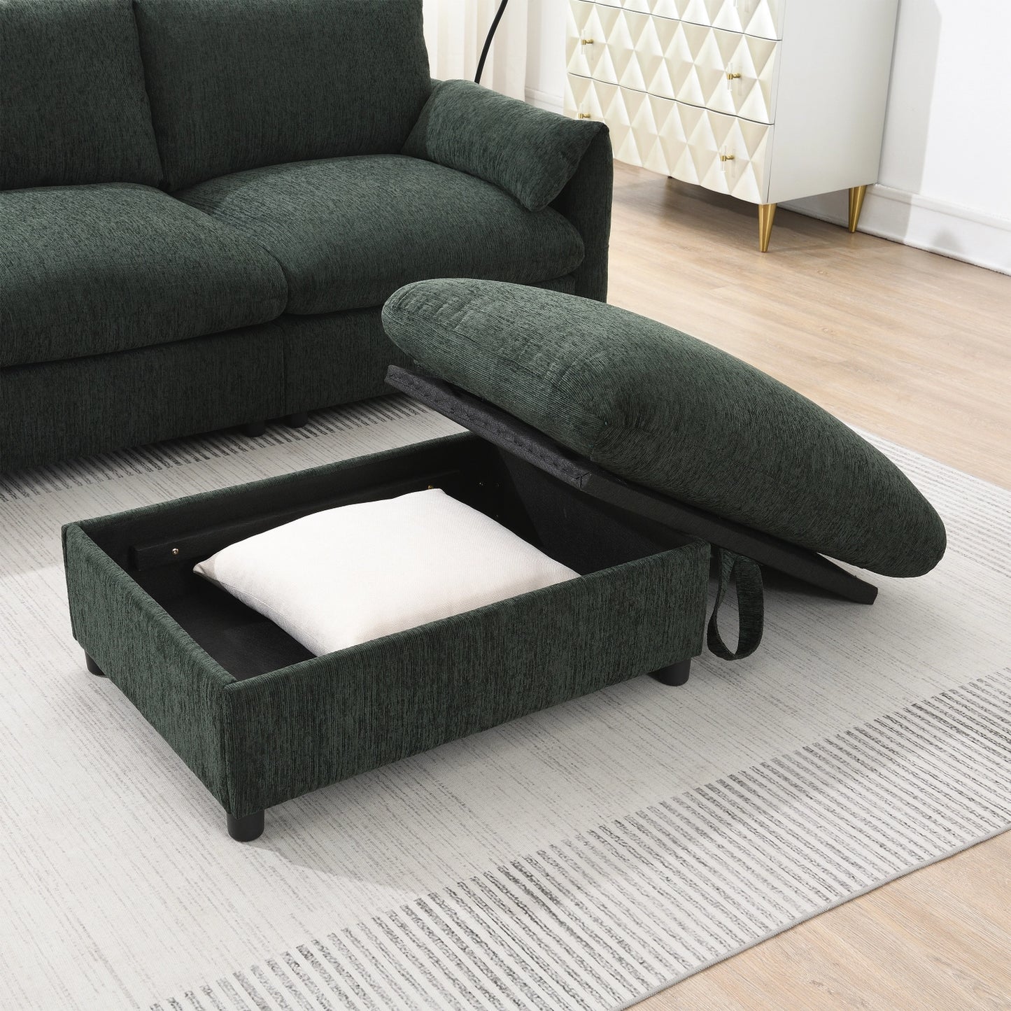 BRYN SOFA w/ OTTOMAN - GREEN