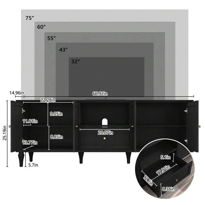 KENSINGTON 67” MEDIA CONSOLE - BLACK