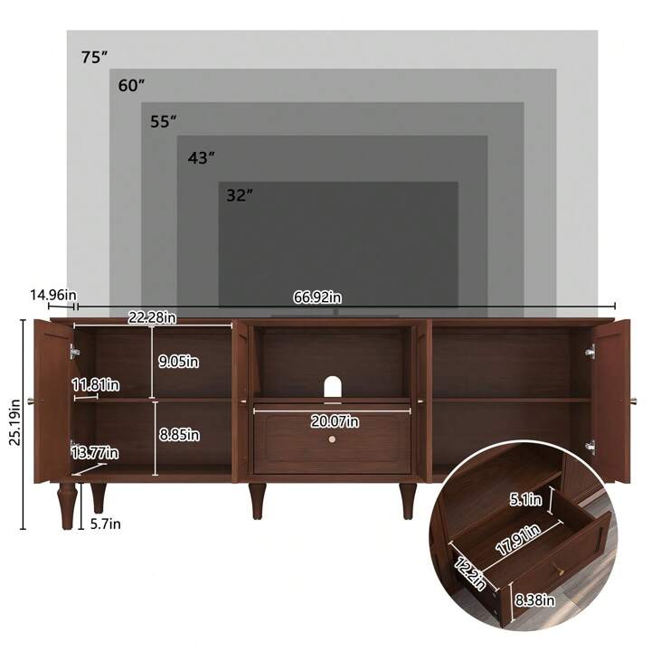 KENSINGTON 67” MEDIA CONSOLE - BROWN