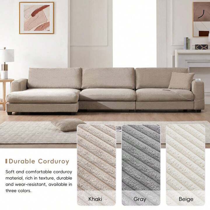 MERA 134" SECTIONAL - KHAKI