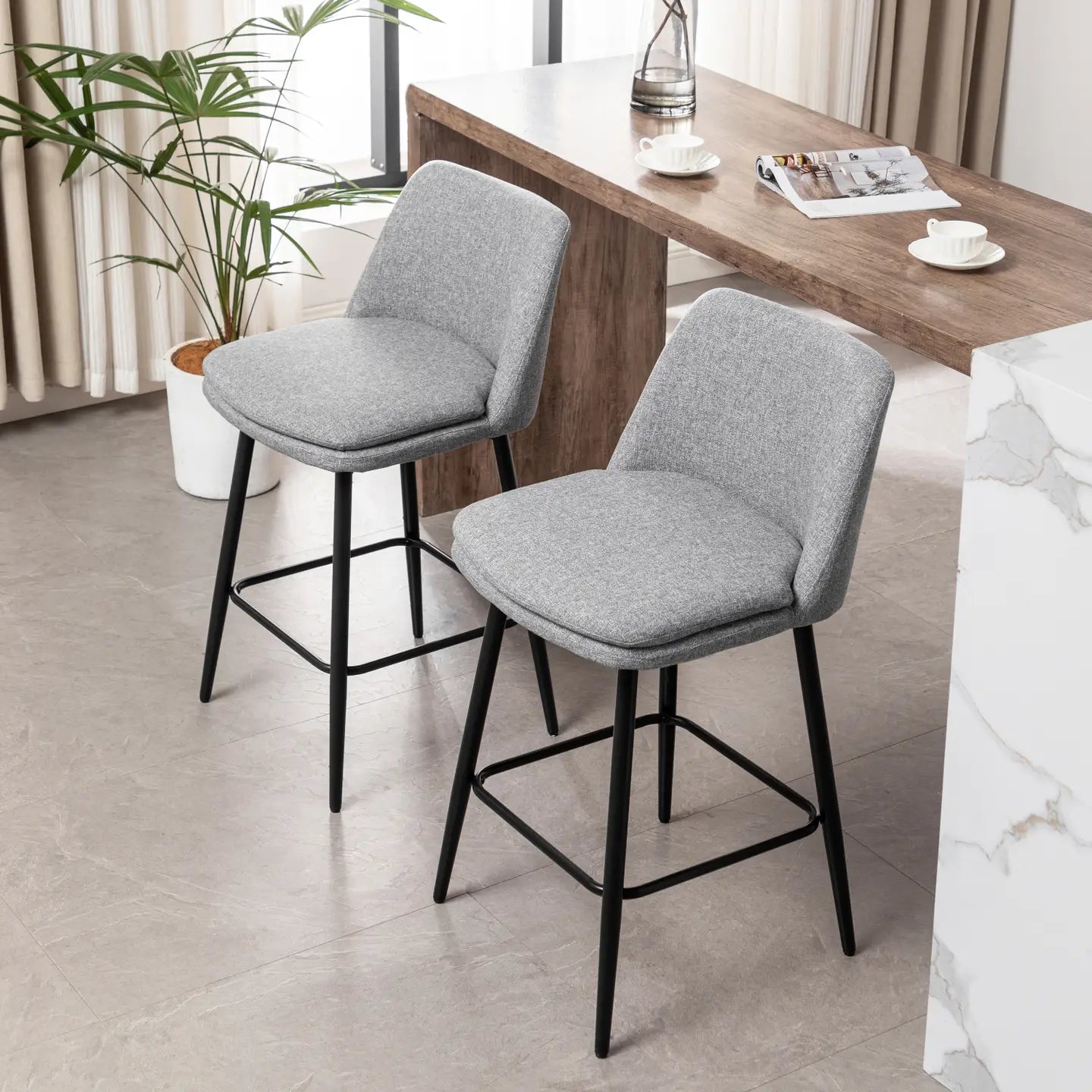 HADLEY COUNTER STOOLS - GRAY (SET OF 2)
