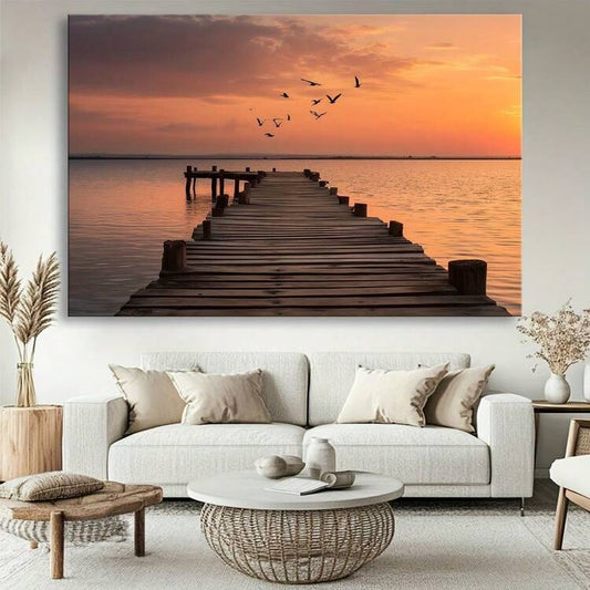 SUNSET PIER CANVAS WALL ART