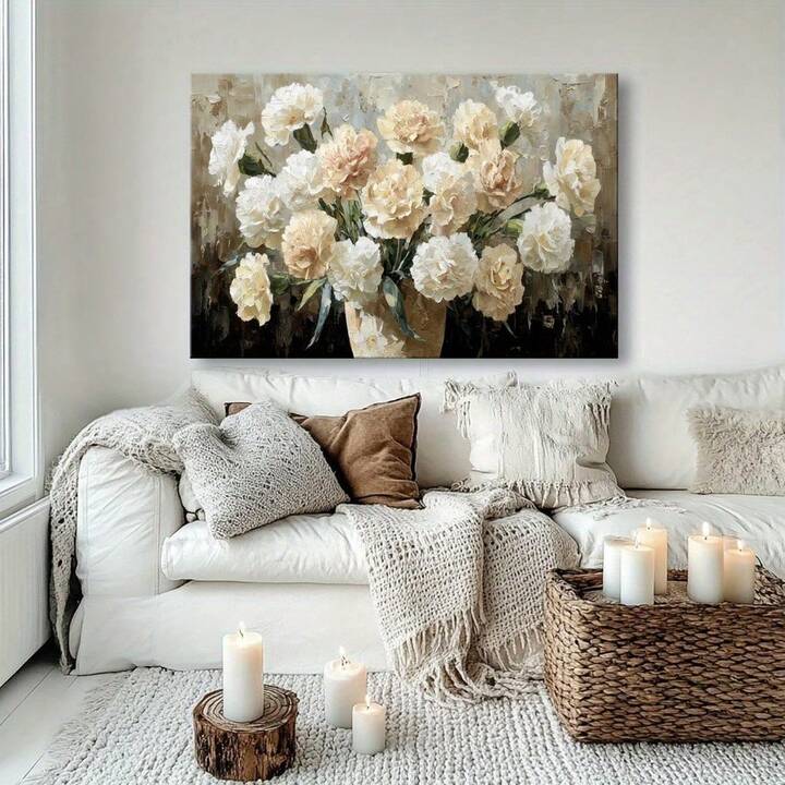 CHAMPAGNE CARNATION CANVAS WALL ART
